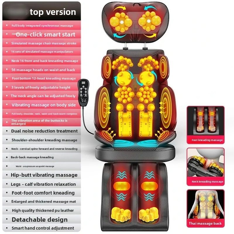 Portable Full-Body Shiatsu Kneading Massager Cushion with Heat