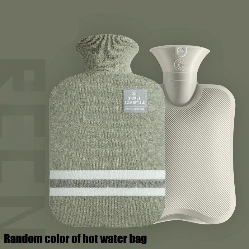 Silicone Hot Water Bottle Bag with Plush Shoulder Strap Cover