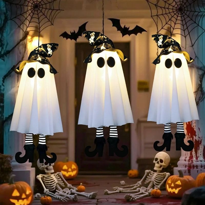 Halloween LED Hanging Light-Up Witch Ghost