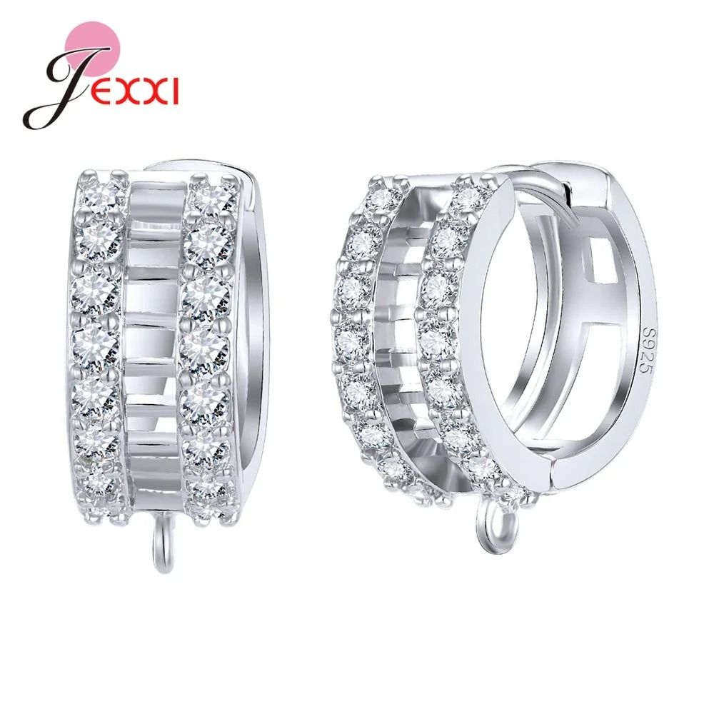Korean Style Genuine 925 Sterling Silver Crystal Earring Findings