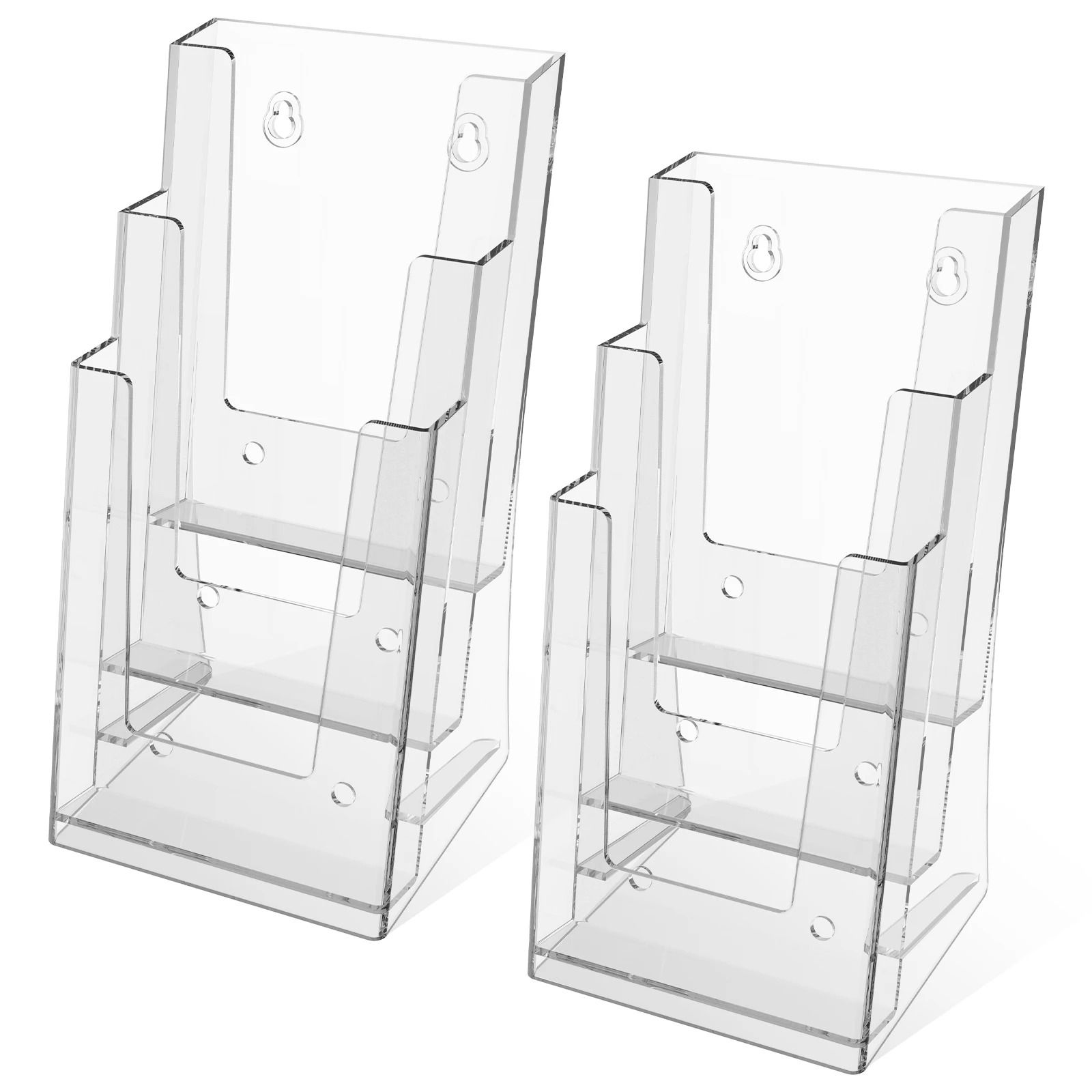 2-Pack Clear Acrylic Tiered Brochure & Literature Display Stand