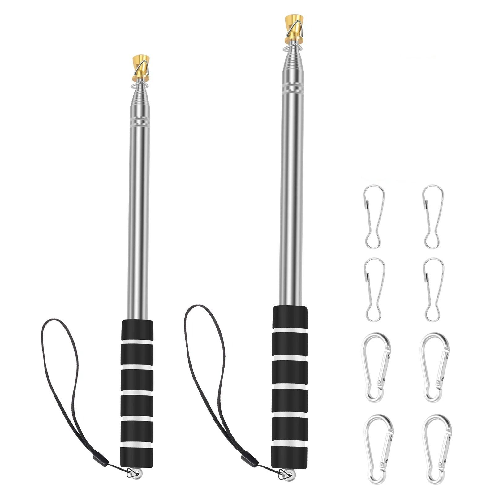 2-Piece Telescopic Stainless Steel Handheld Flagpole & Pointer Set