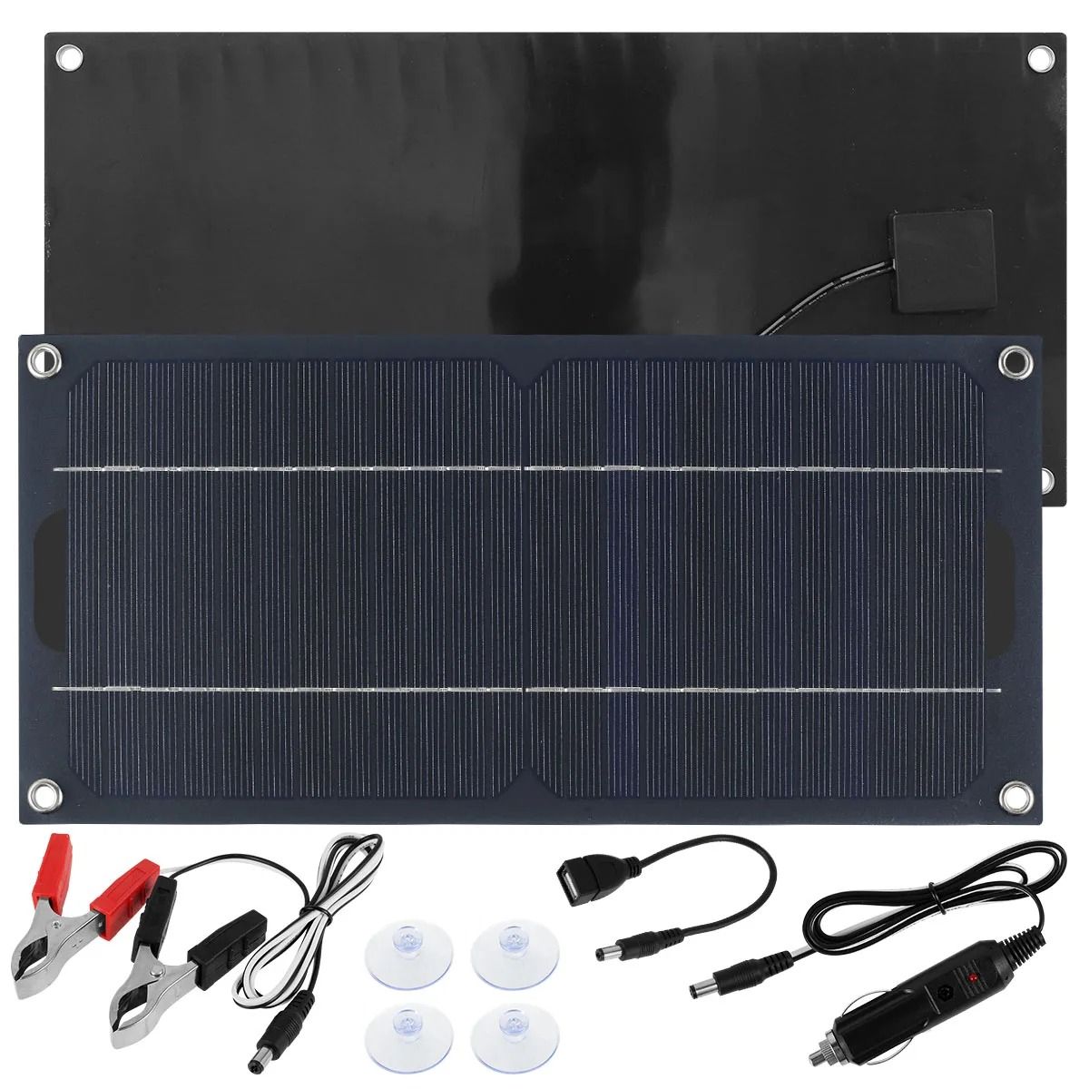 30W 12V Portable Waterproof Photovoltaic Solar Panel Charger Kit