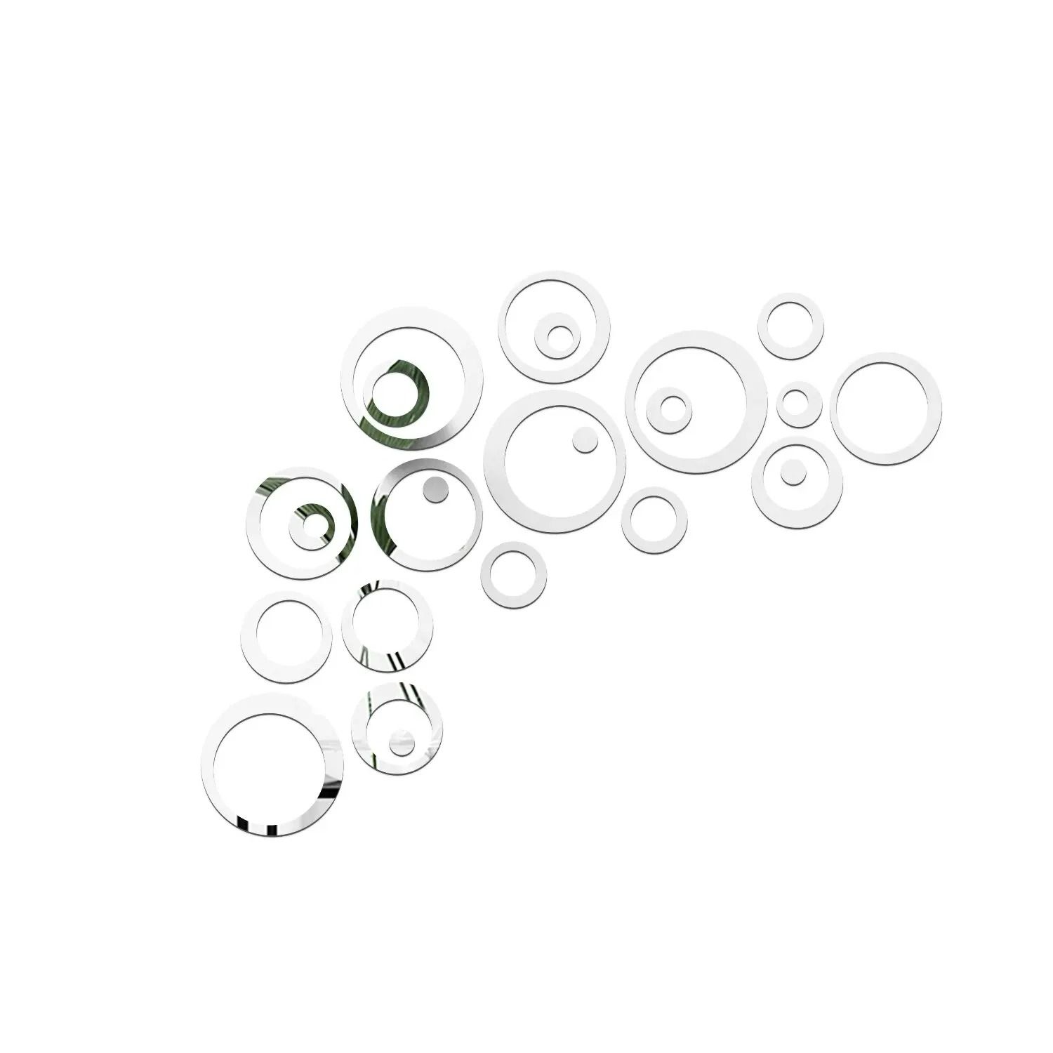 3D Geometric Hollow Circle Self-Adhesive Acrylic Mirror Wall Stickers ( Pack of 24 )