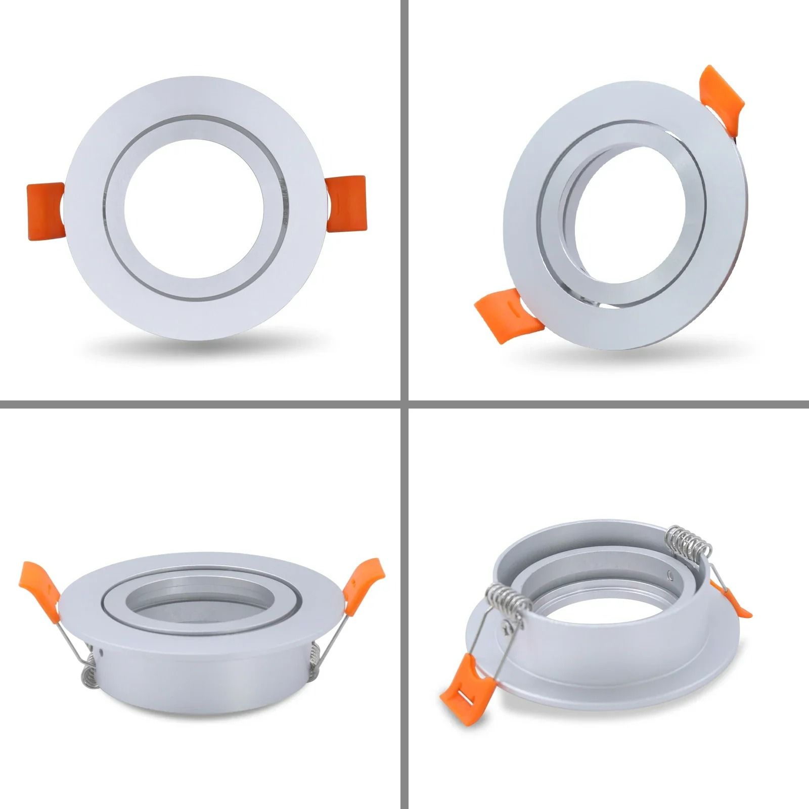 4-Piece Adjustable Recessed LED Downlight Trim Frame Set (GU10 / MR16 Compatible)
