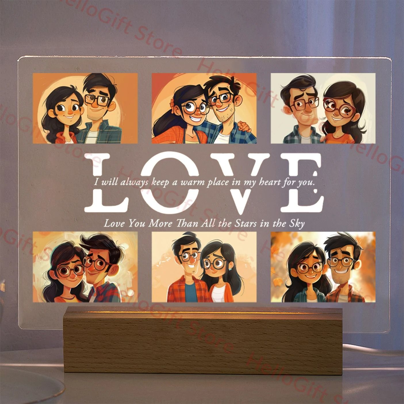 Personalized Custom Photo & Text 3D Acrylic Night Light