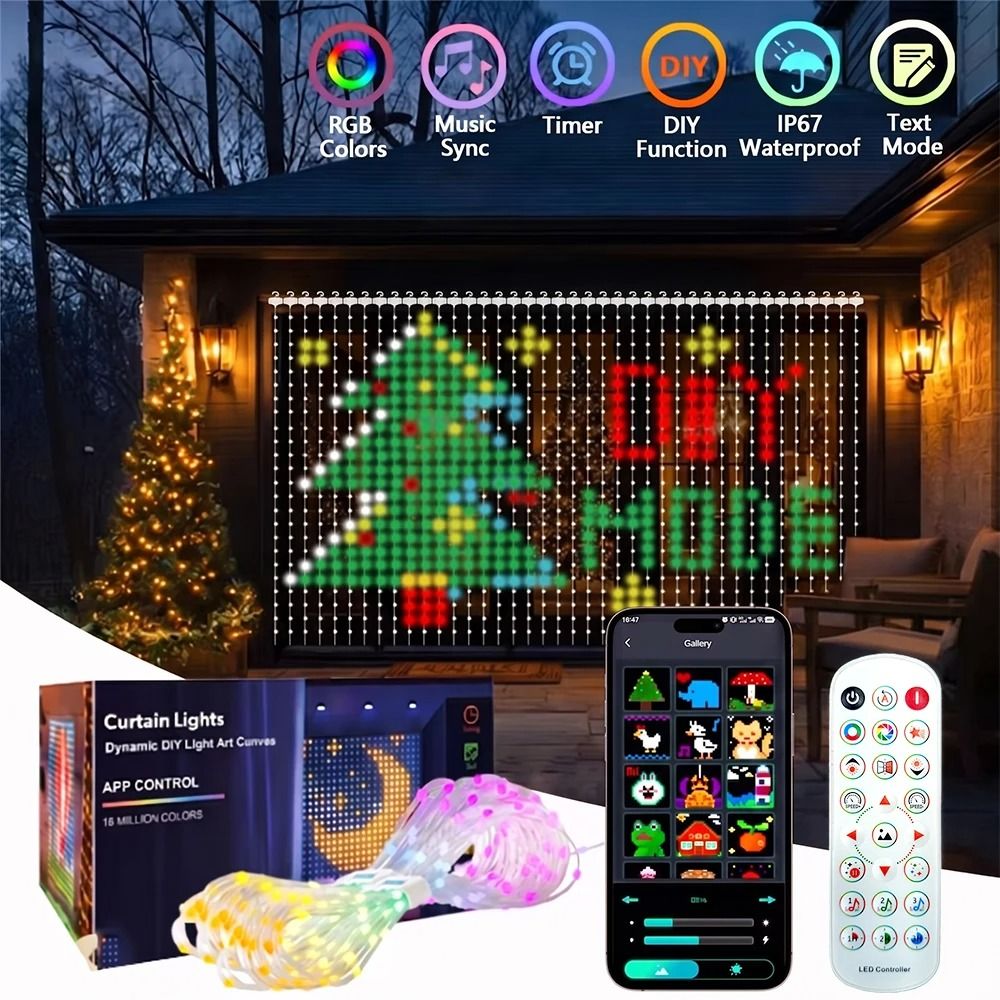 Smart Outdoor RGB LED Curtain Light Grid