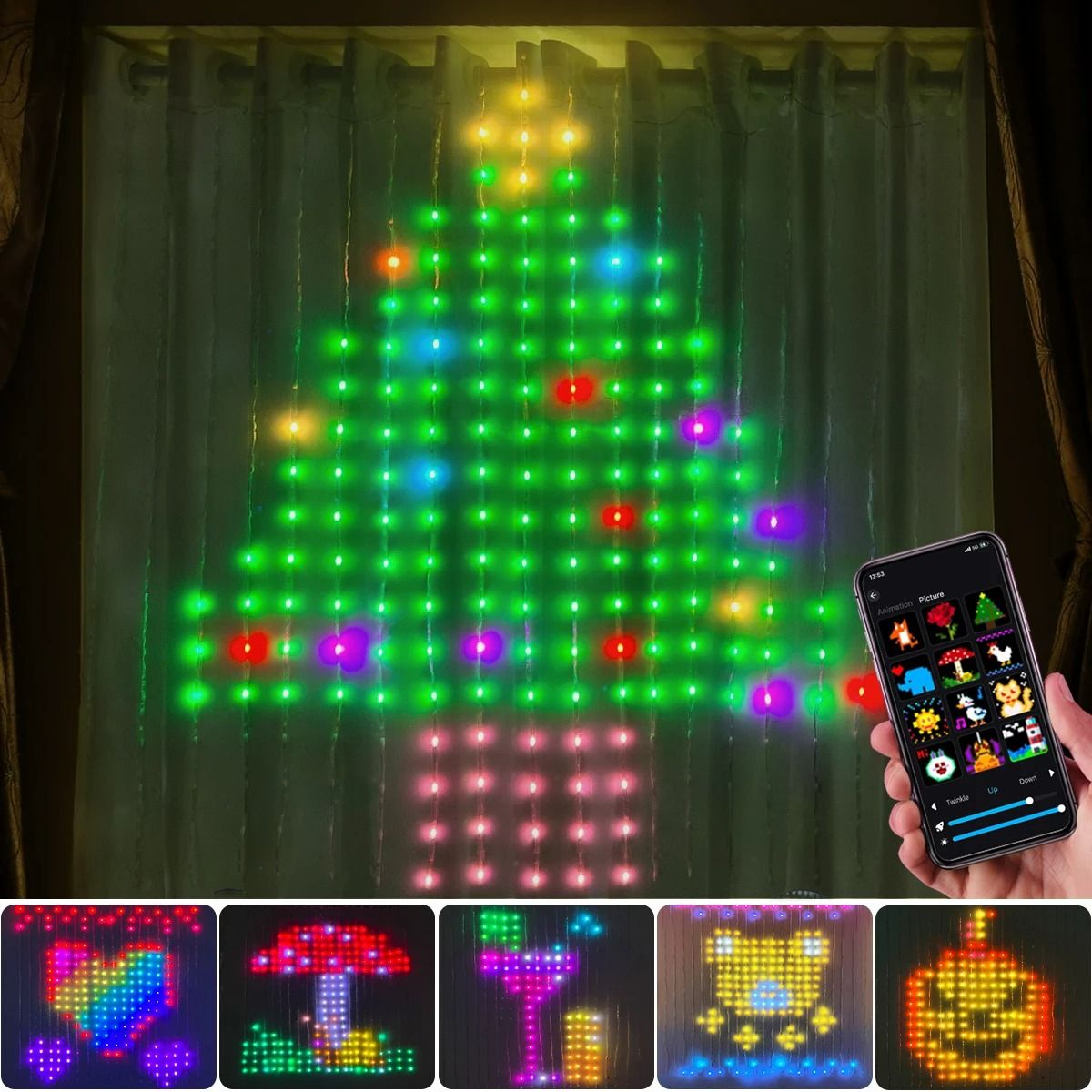RGB LED Curtain Lights IR Remote Control USB Powered Fairy Lights