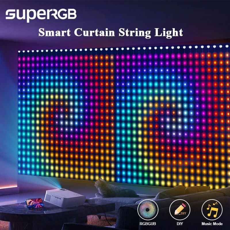 PrismGrid Smart RGB App-Controlled Curtain Lights (2-Pack)
