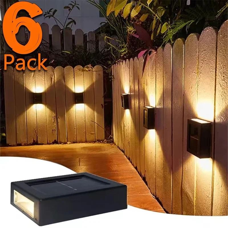 Solar Outdoor Up-and-Down Wall Washer Sconce Lights (6-Pack)