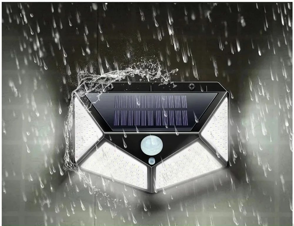 100-LED Solar Outdoor Motion Sensor Security Wall Light