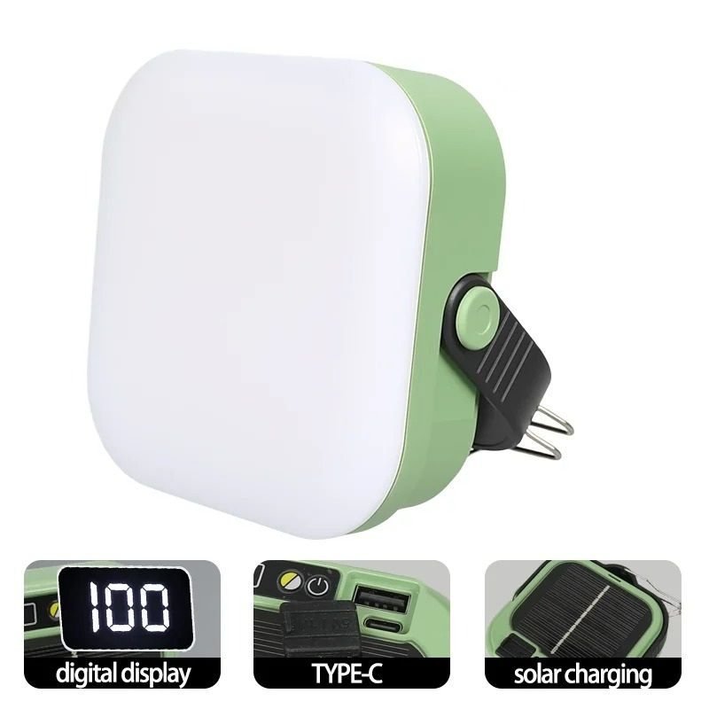 Solar Rechargeable 2400mAh Camping Lantern & Power Bank with Smart Display