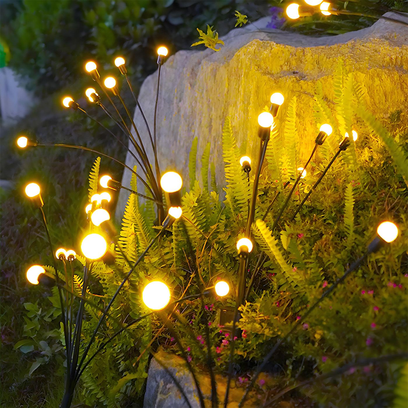8-Head Solar Firefly Garden Lights (2 Pack / 16 LED)