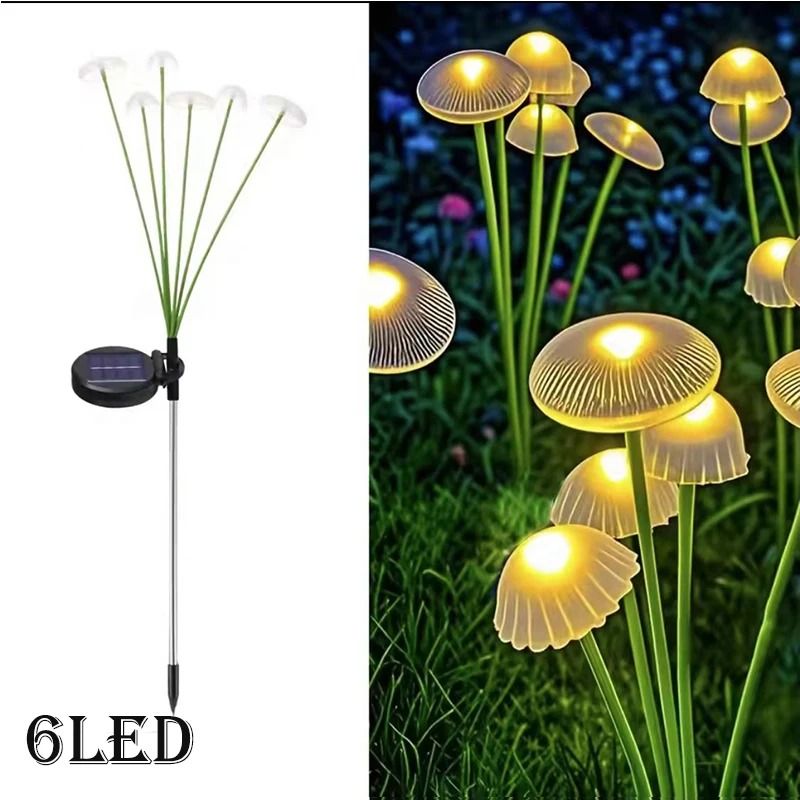 Solar Mushroom Firefly Lights & Swaying Outdoor Pathway Decor