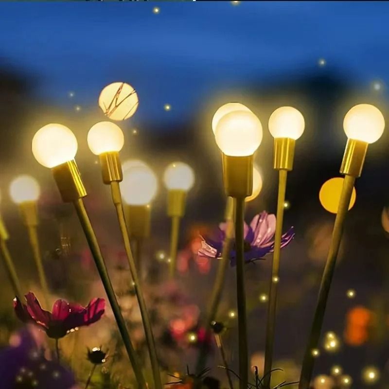6/9/12 LED Solar Powered Firefly Garden Lights & Vibrant Swaying Pathway Accent