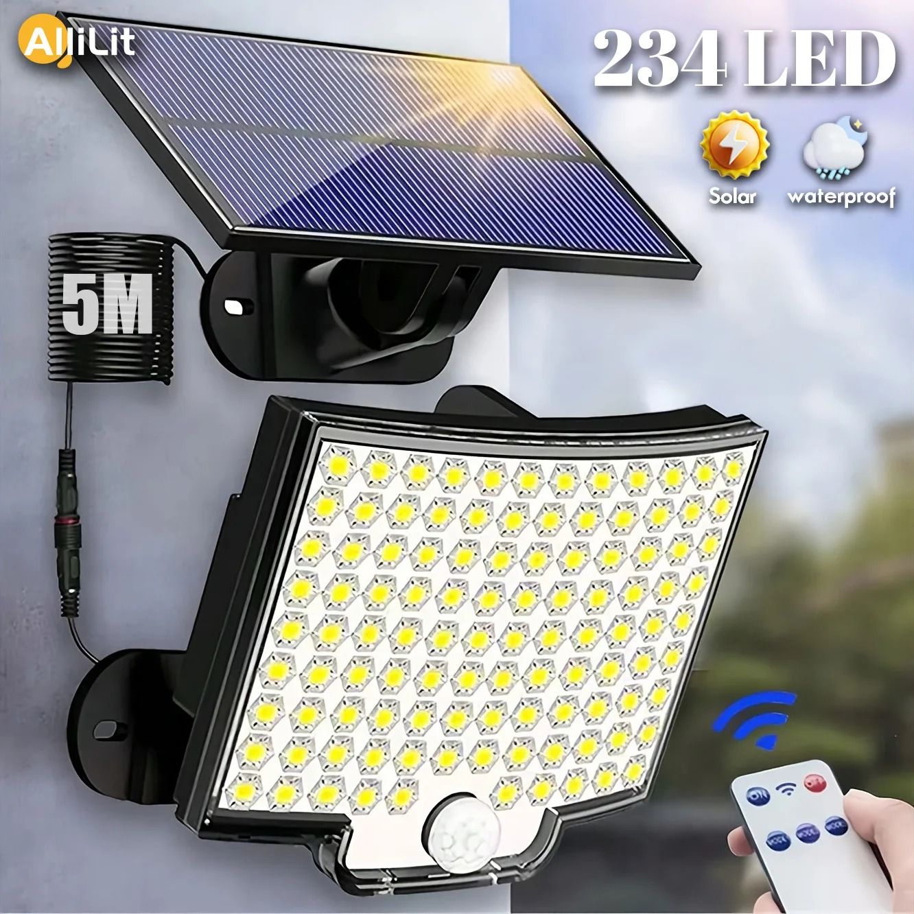 234 LED Solar Motion Sensor Outdoor Flood Wall Lights