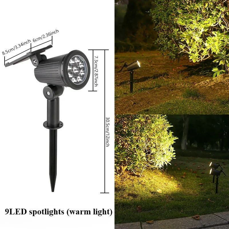 9 LED Adjustable Solar Landscape Outdoor Spotlights