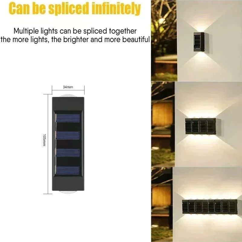 Solar LED Waterproof Up & Down Exterior Wall Lamp 2-Pack