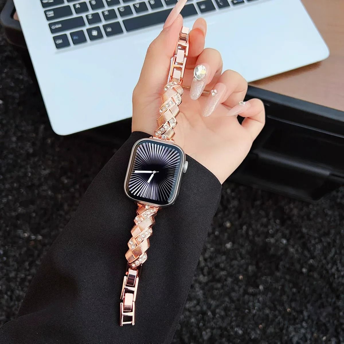 Bling Rhinestone Ear of Wheat Bracelet Strap for Apple Watch Series 1 through 11 & Ultra
