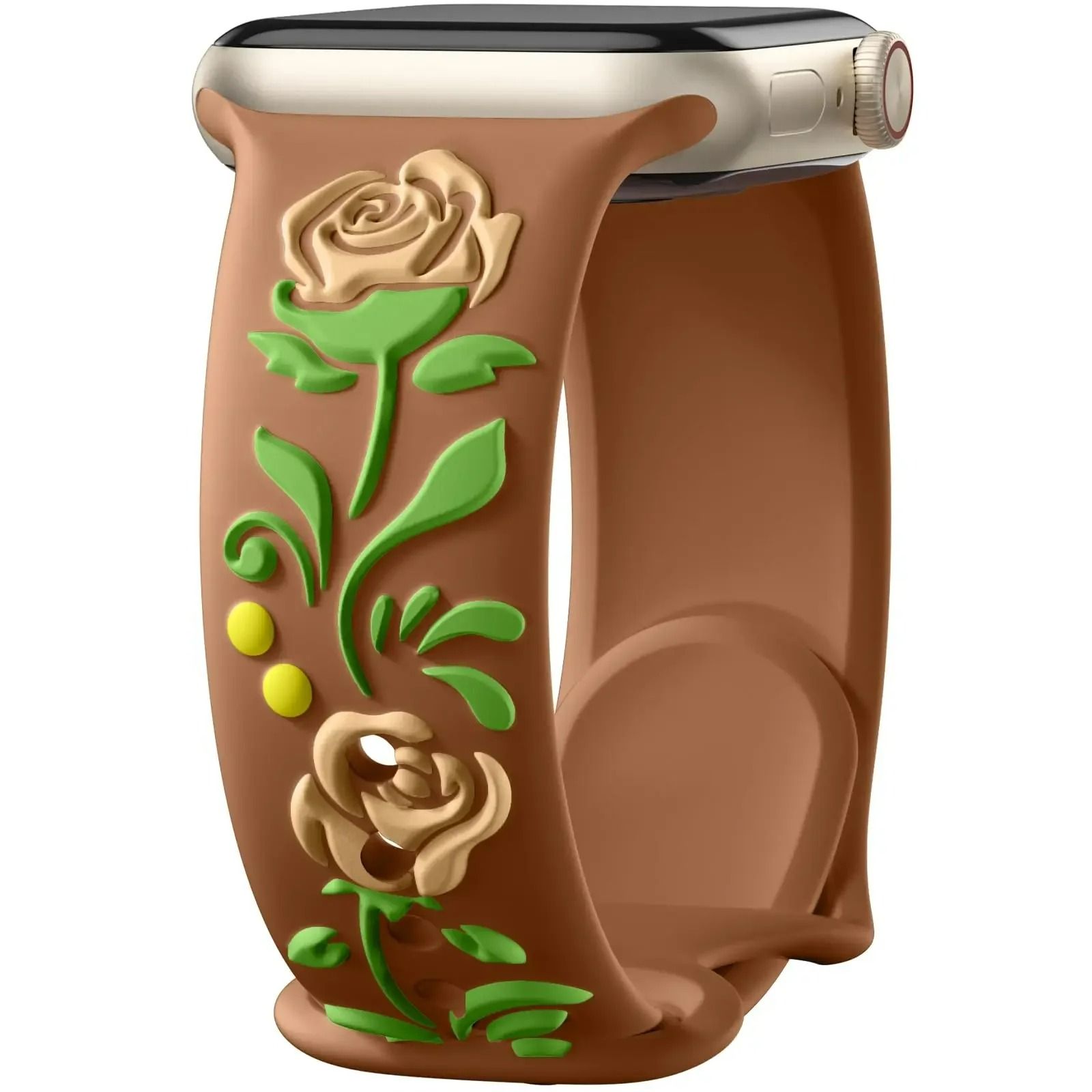 Fashion Sculpted Rose Floral Silicone Watch Strap for Apple Watch Series 1 through 11 & Ultra