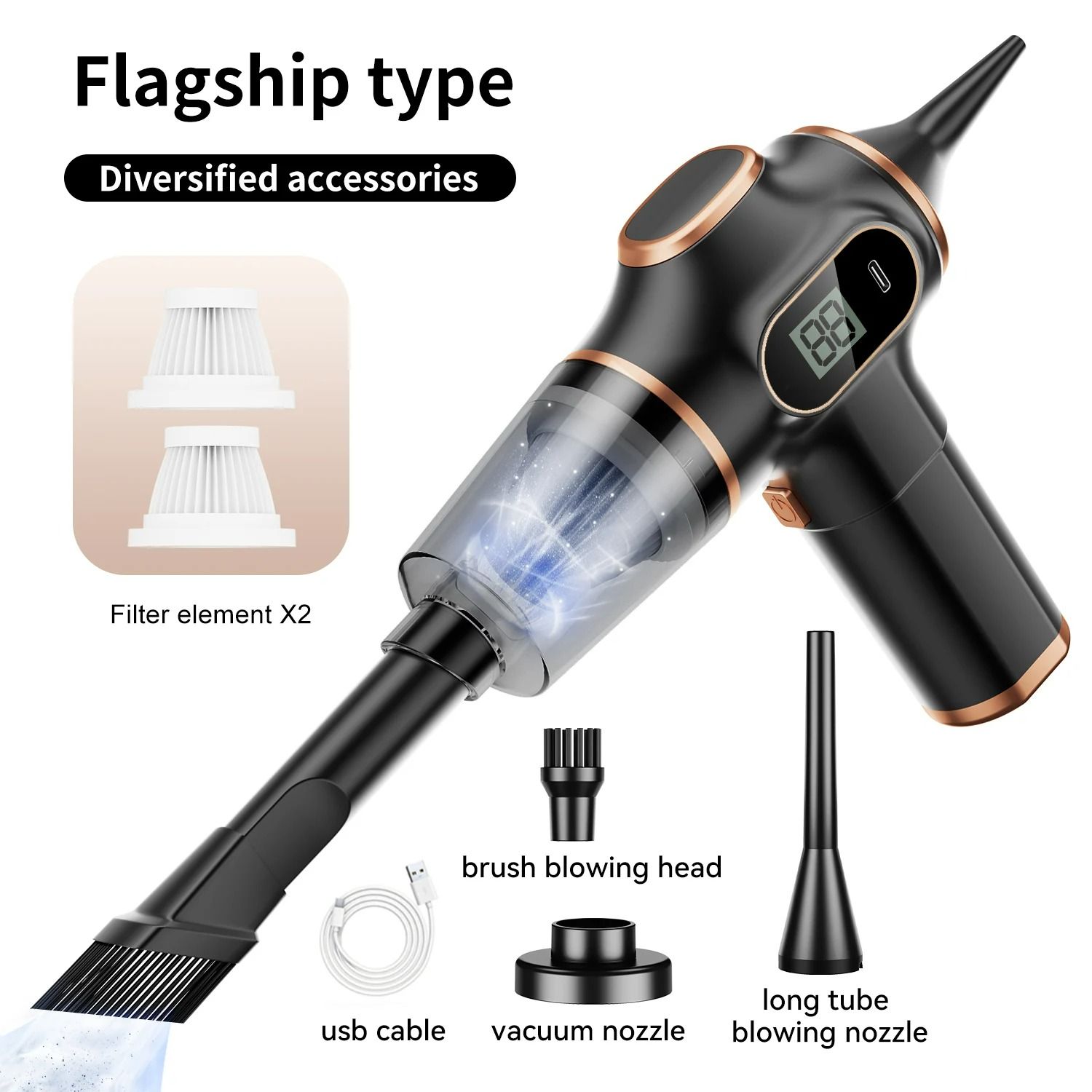 High-Power Wireless ABS Car & Household Mini Vacuum Cleaner
