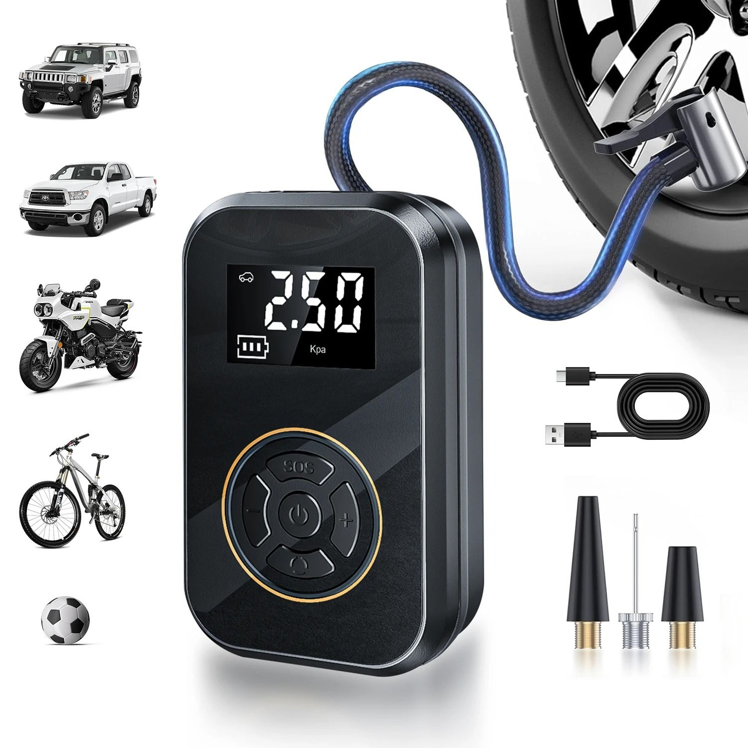 Portable Electric Tire Inflator & Air Pump with Digital Display