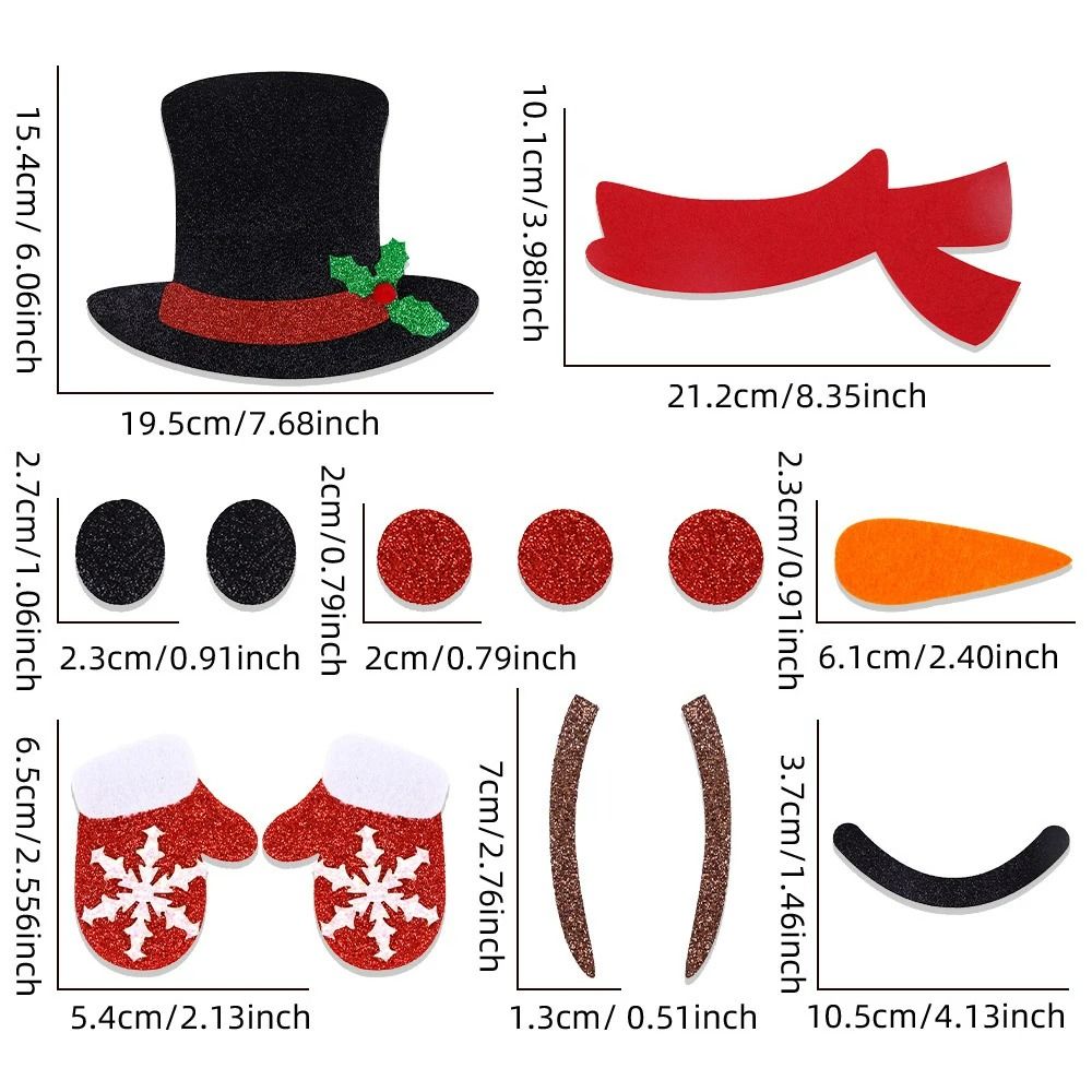 Cartoon Snowman, Santa Claus & Reindeer Felt Christmas Stickers