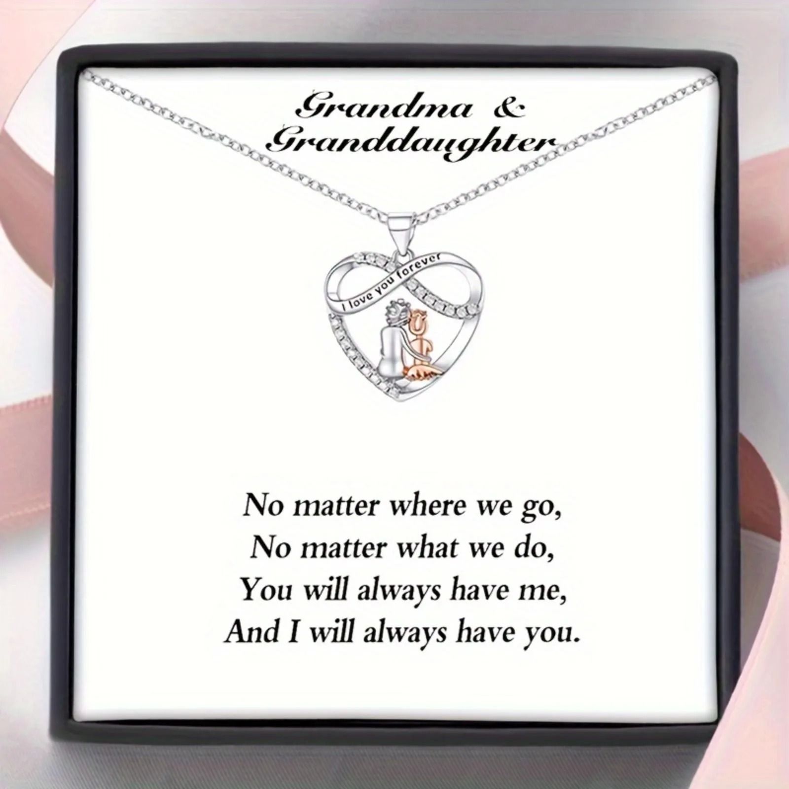 Grandma & Granddaughter Endless Love Interlocking Hearts Necklace