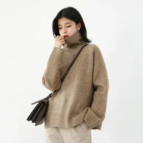 Women's Loose Turtleneck Pullover Knit Sweater