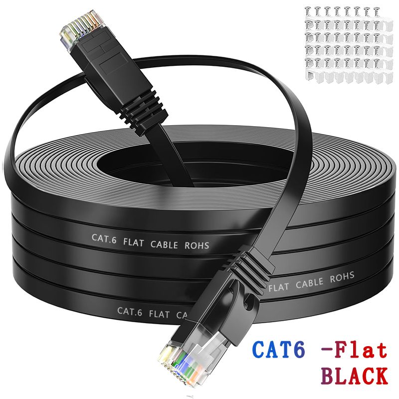 HENGSUR High-Speed Flat Cat6 Ethernet Cable - 5M to 30M RJ45 LAN Patch Cord for Router, Modem, and Gaming