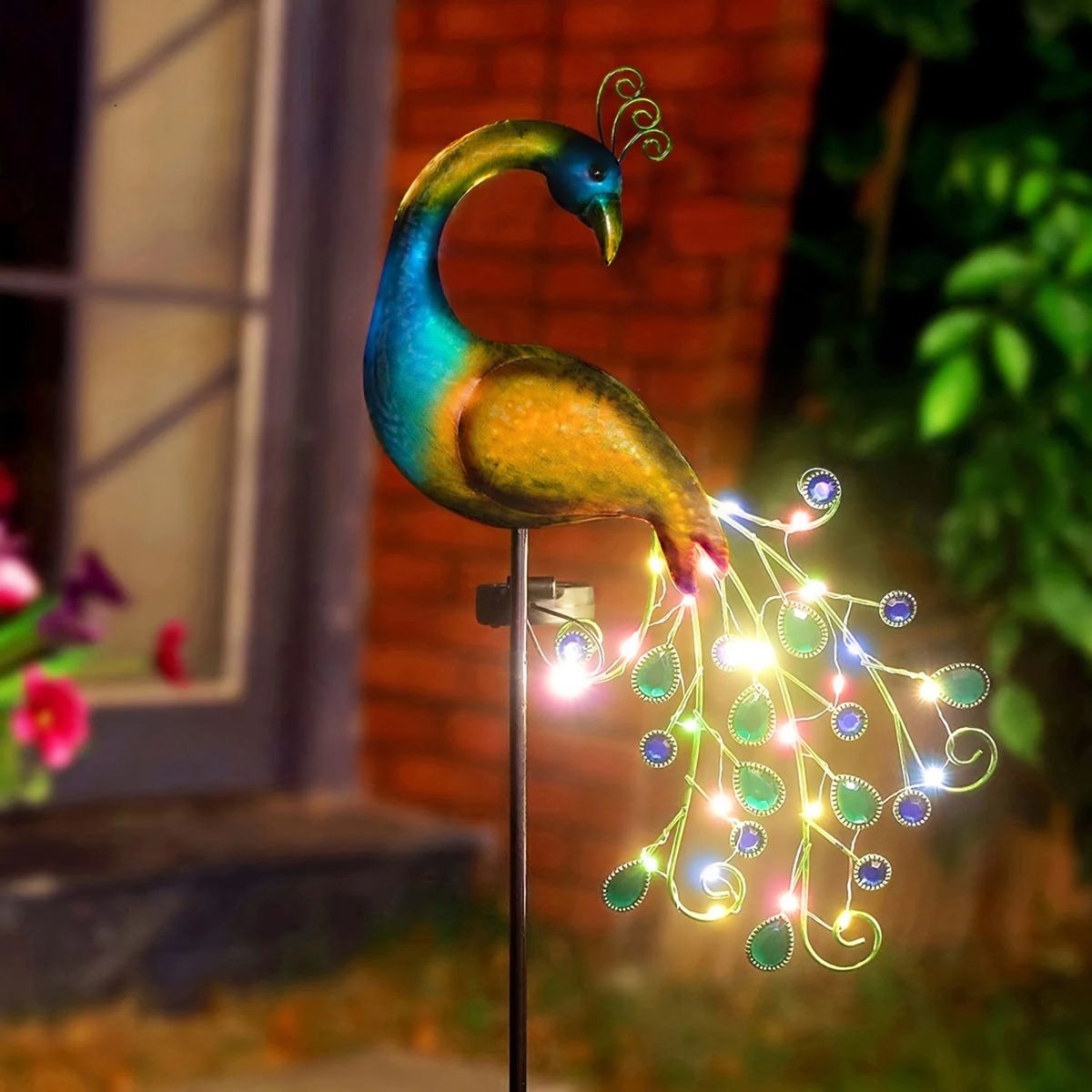 LumiFeather Solar Peacock Light - Elegant Outdoor Stake with Warm White & Color-Changing Glow