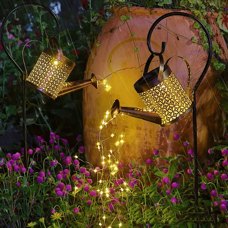 GlowPour Solar Watering Can Light – Outdoor LED Fairy Shower Light for Garden & Patio Decor