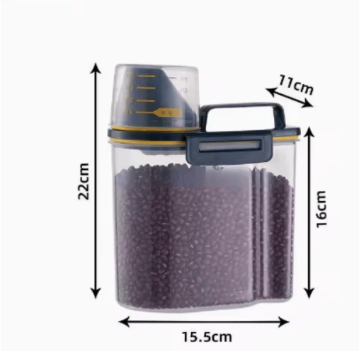 1pc Rice and Grains Food Storage Canister with Measuring Cup Kitchen Moisture Proof and Insect Proof Dust Proof