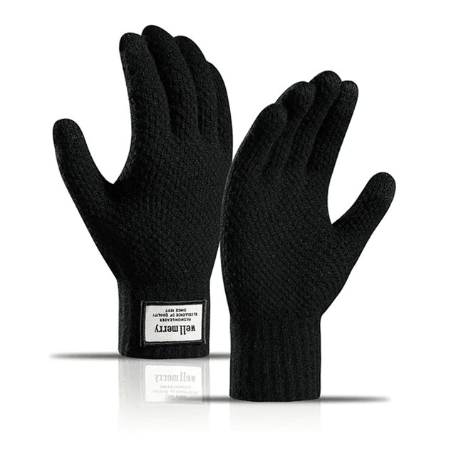 Mens Winter Touchscreen Wool Gloves with Thermal Lining for Cold Weather