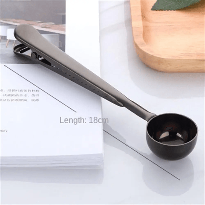2 in 1 Stainless Steel Coffee Measuring Scoop with Sealing Clip for Coffee and Tea