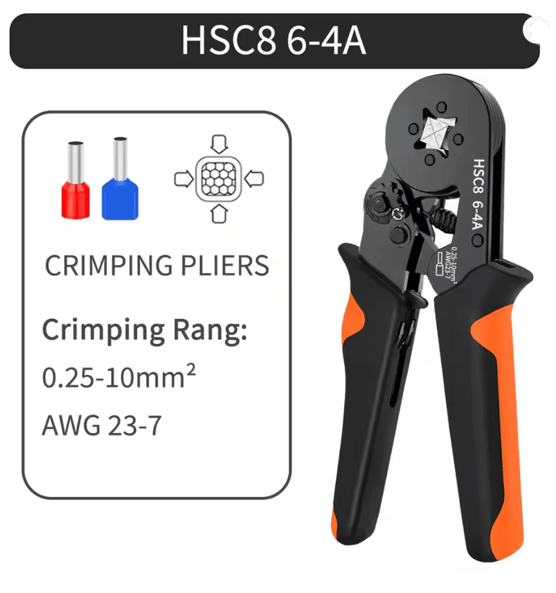 Hexagonal Self-Adjustable Ratchet Ferrule Crimping Tool Kit 23-7AWG 0.25-10mm Crimper Kit with Ferrule Sleeves Wire Ter