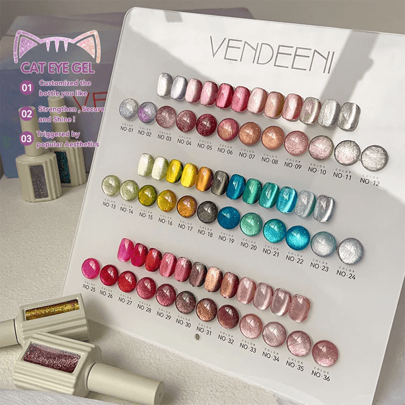 36 Color Magnetic Cat Eye Gel Polish Set with Reflective Hol