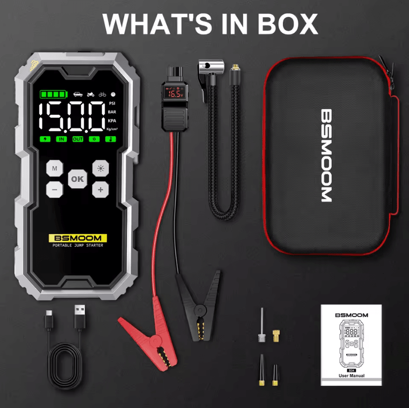 Portable Car Jump Starter with 150PSI Air Compressor and 7000A Peak Battery Booster Power Bank