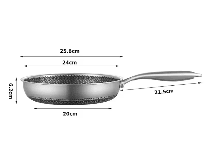 Honeycomb Stainless Steel Nonstick Frying Pan with Lid for Induction and Gas Cooktops
