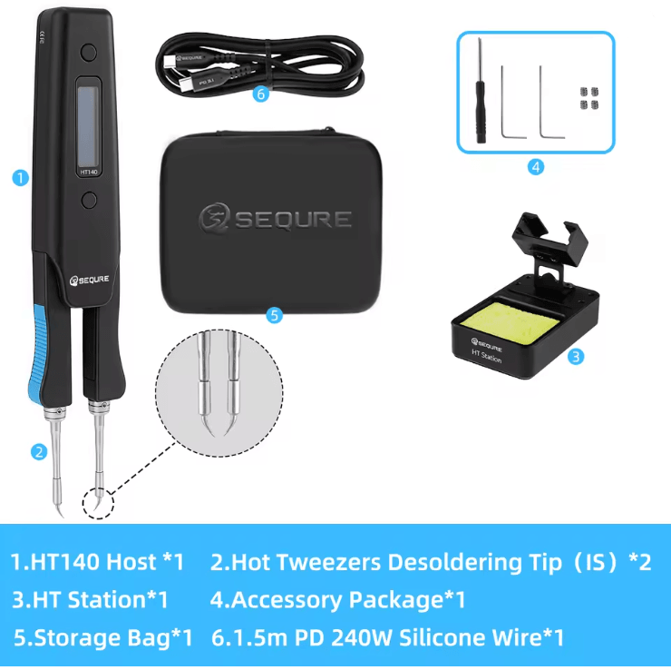 SEQURE HT140 2 in 1 Portable Hot Tweezers and Soldering Iron