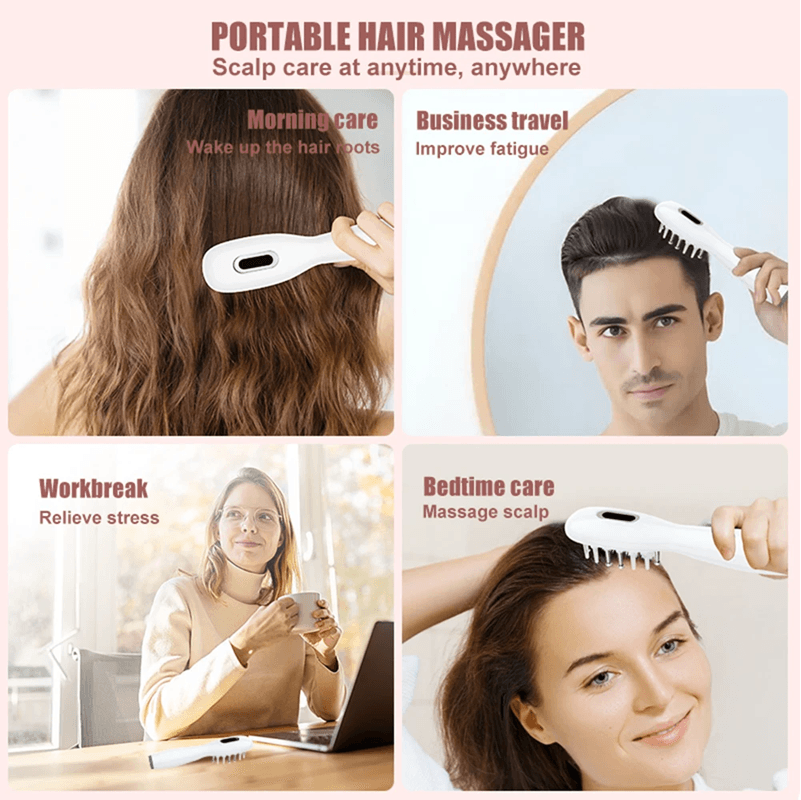RF Microcurrent LED Scalp Massage Comb for Hair Growth and C
