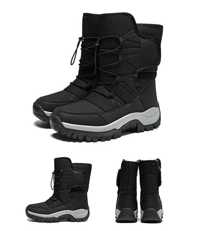 Mens Waterproof Plush Lined Winter Hiking Boots Outdoor Non Slip Snow Safety Bootss