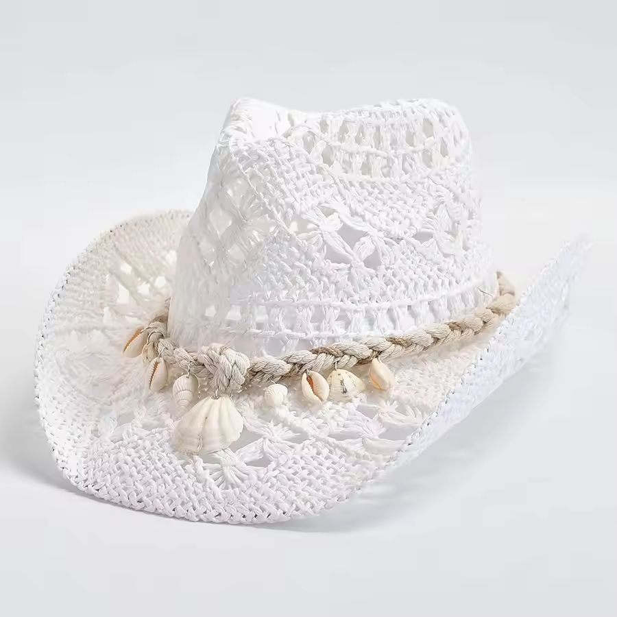 Summer Shell Accent Straw Beach Hat for Women | Inspire Uplift display picture 3