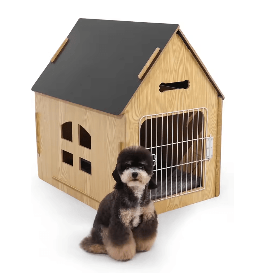 CozyWood Indoor Dog House Wooden Pet Bed for Small Dogs and