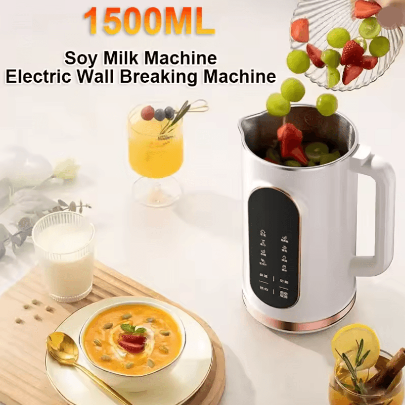 1500ML Soy Milk Maker Electric Blender Juicer with 10 Blade Design