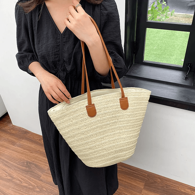 Womens Straw Beach Bag Large Capacity Woven Tote Shoulder Ha | Inspire ...