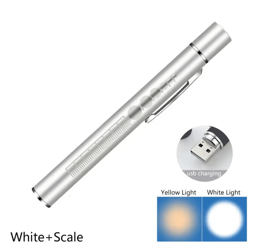 LED Penlight With USB Charging, Pocket-Sized Medical Exam Light For ENT & Eye Checks (Gray)