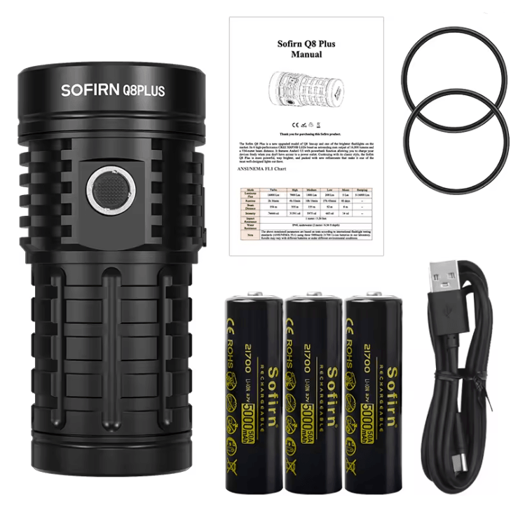 Sofirn Q8 Plus Powerful LED Flashlight 16000 Lumen USB C Rechargeable Torch