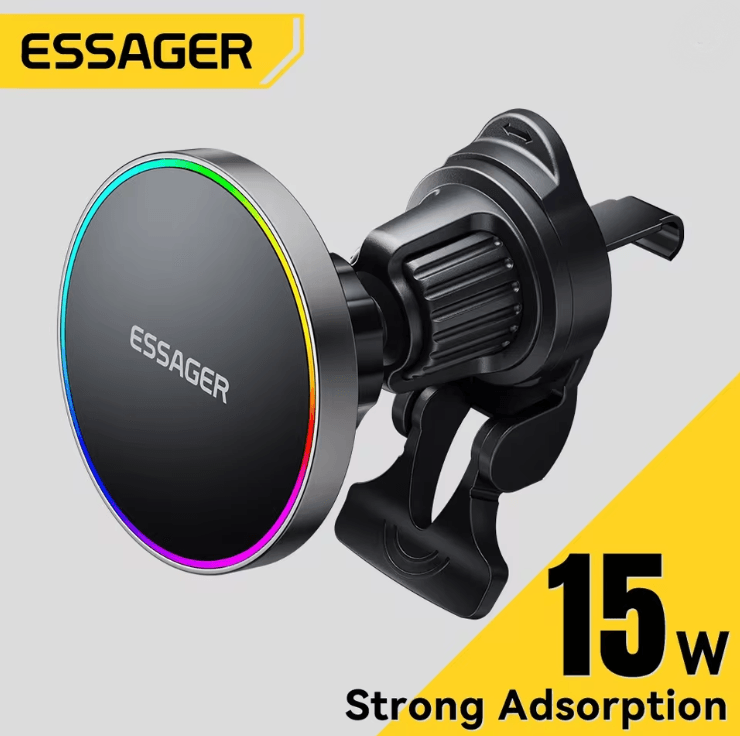 Essager 15W Magnetic Car Phone Holder with Wireless Charger Stand for iPhone and Magsafe Devices