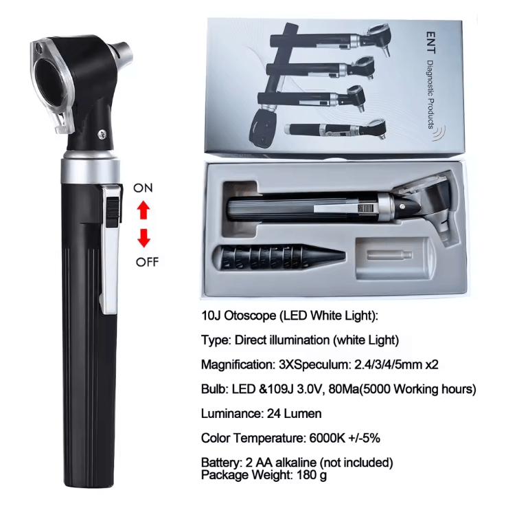 Professional Otoscope with Light for Ear Examination and Infection Detection